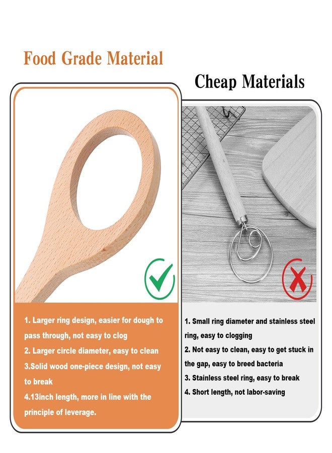 Grevosea 12 Inch Wooden Danish Dough Whisk, Sourdough Mixer for Bread, Egg, and Flour, Traditional Baking Tool for Pizza Pastry Cake Batter - Image 3