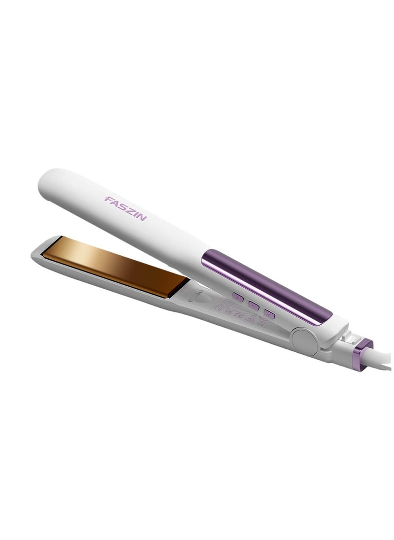 Faszin - Ionic Hair Straightener Fast Heating Titanium Flat with Negative Ions to Create Sleek Style 3D Floating Wide Plate for both Thick and Thin Hair - Image 1
