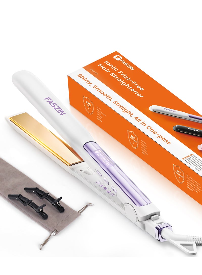 Faszin Ionic Hair Straightener Fast Heating Titanium Flat with Negative Ions to Create Sleek Style 3D Floating Wide Plate for both Thick and Thin Hair - Image 1