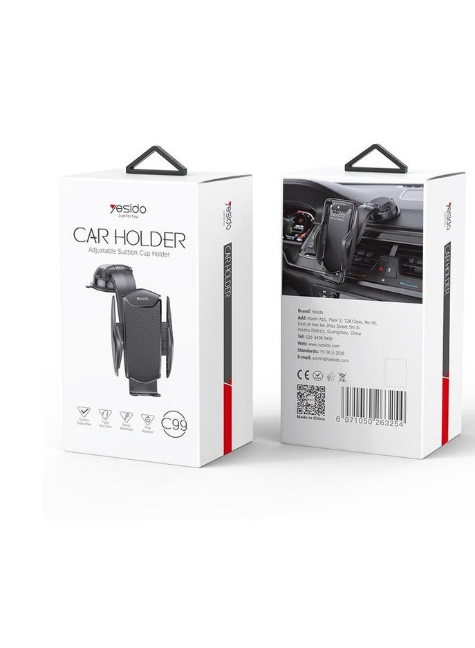 يسيدو حامل الهاتف المحمول المزود بكوب شفط لوحدة التحكم المركزية للسيارة من يسيدو C99 (أسود) - Image 1