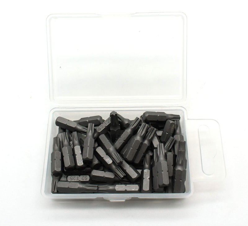 TEMO 50 pc T25 Torx 6 Point Impact Ready 1 Inch Long Screwdriver Insert Bits Hex Shank with Quick Release Slot