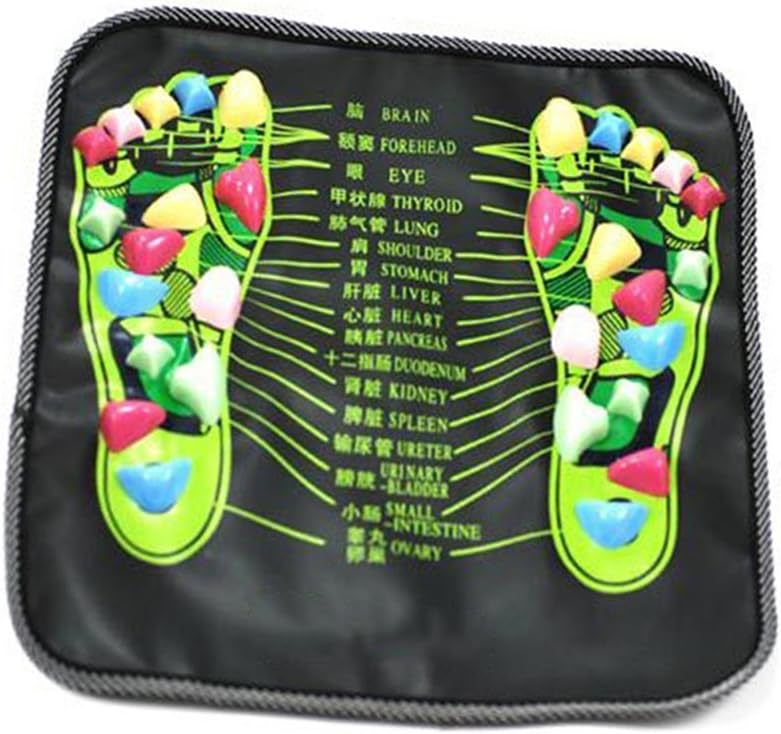 ROSENICE Reflexology Massage Mat Foot Stone Foot Leg Pain Walk Massager Mat Mat Pad Massager Black - Image 1