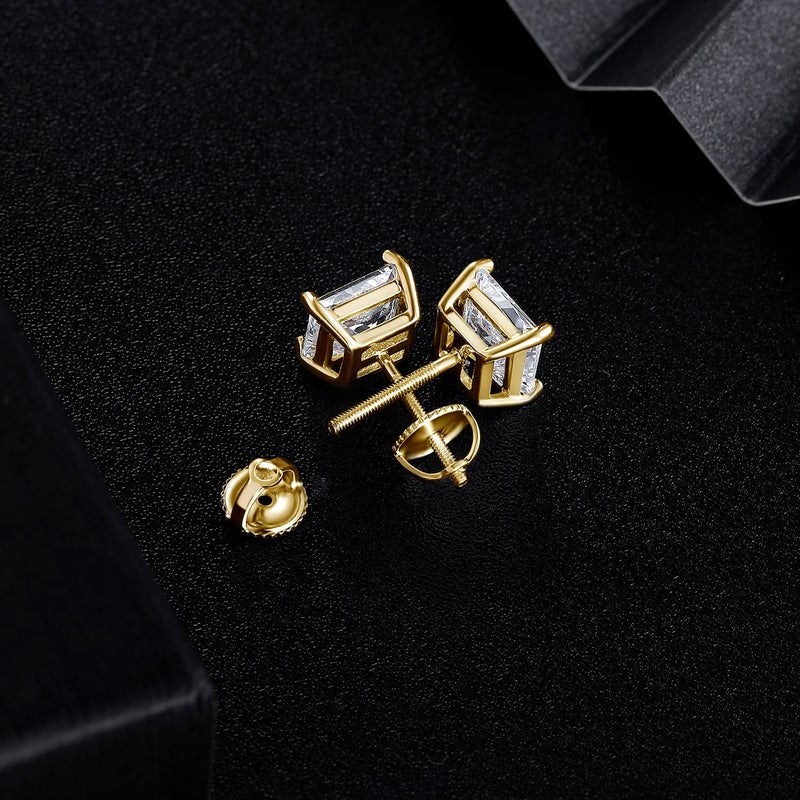 MDFUN 18K Gold Plated Princess Cut Cubic Zirconia Screw Back Stud Earring Pack of 5 Pairs (5 Pairs) - Image 5