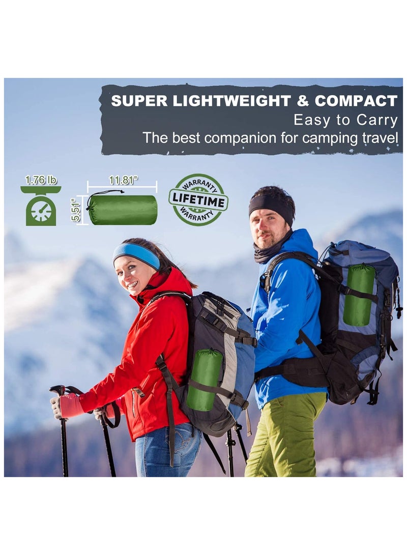 Generic Sleeping Pad, Extra Thickness 10cm Inflatable Camping Sleeping Mat with Pillow Built-in Foot Press, Compact Ultralight Camping Air Mattress for Backpacking, Hiking, Tent(Green) - Image 5
