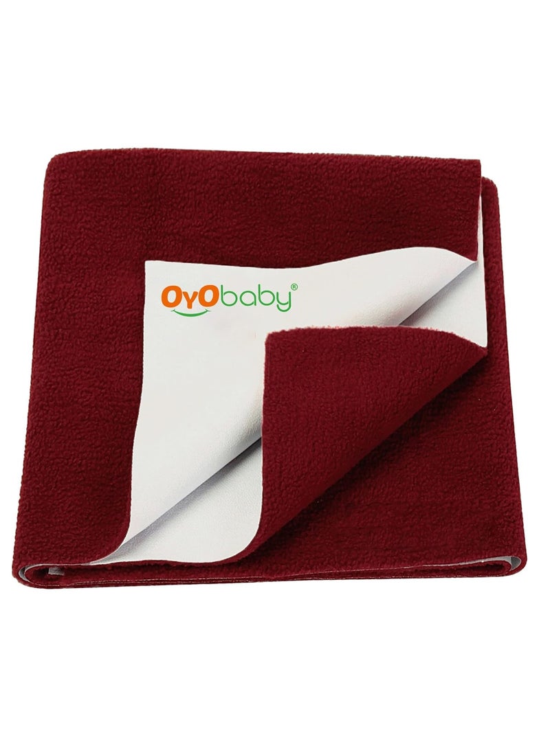 OYO BABY OYO BABY - Baby Dry Sheet for New Born Babies | Infant Waterproof Bed Protector Sheet for Baby | Mattress Pads | Quickly Dry Super Soft, Reusable Mat (Single Bed-(72" X 36"), Maroon), Polycotton 