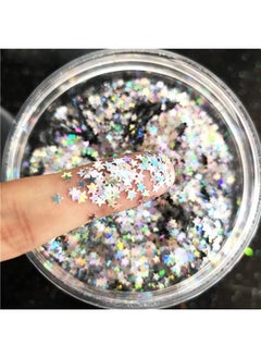 Tiny Stars Glitter Confetti 3Mm Stars Confetti Laser Sequins For Party Decoration Diy Crafts Premium Nail Art Body Art Eye Bling 10G Holographic Silver