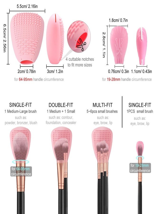 vidsel Silicone Travel Make-up Brush Holder with Cleaner Mat Pad, Organizer Case Covers for Foundation Eye Lip Brushes Storage Cleaning, Gift for Women Girl-Friend Mother Wife, 3-Pcs Large + 5 Small, Blue - Image 2