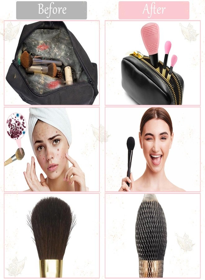vidsel Silicone Travel Make-up Brush Holder with Cleaner Mat Pad, Organizer Case Covers for Foundation Eye Lip Brushes Storage Cleaning, Gift for Women Girl-Friend Mother Wife, 3-Pcs Large + 5 Small, Blue - Image 4