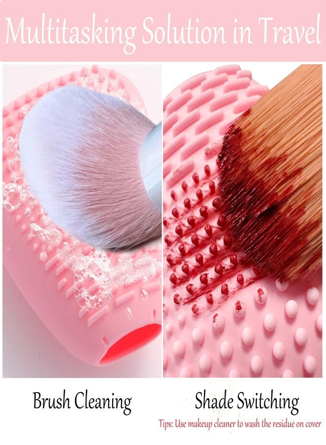 vidsel Silicone Travel Make-up Brush Holder with Cleaner Mat Pad, Organizer Case Covers for Foundation Eye Lip Brushes Storage Cleaning, Gift for Women Girl-Friend Mother Wife, 3-Pcs Large + 5 Small, Blue - Image 5