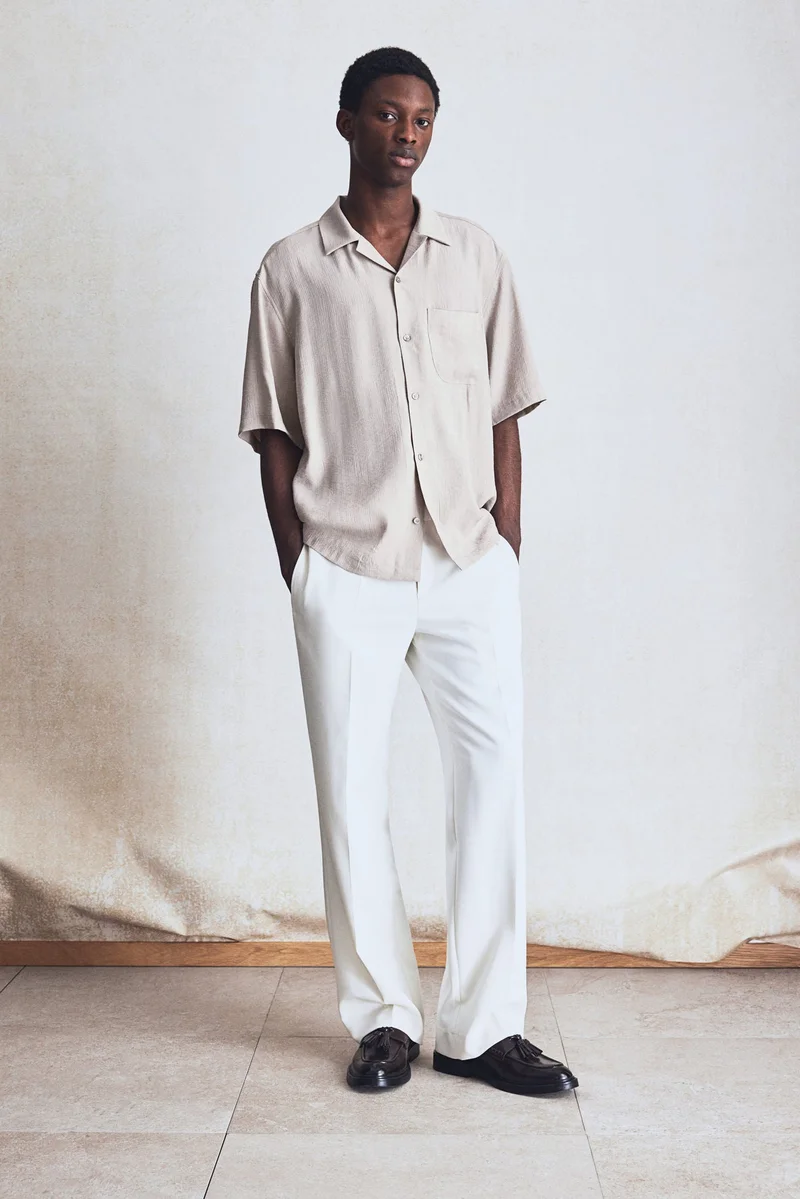 H&M Regular Fit Crinkled resort shirt