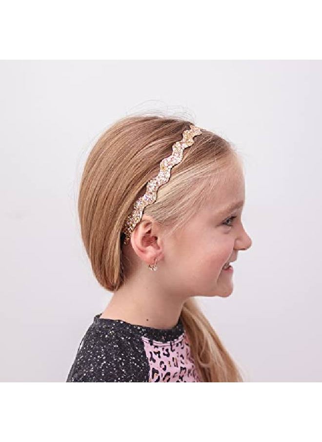 FROG SAC 6 Zig Zag Glitter Elastic Headbands For Girls Adjustable Non Slip Thin Stretch Wavy Headband Hair Bands For Teens Cute Stretchy Nonslip Fashion Teen Girl Hair Accessories Yoga  - Image 4