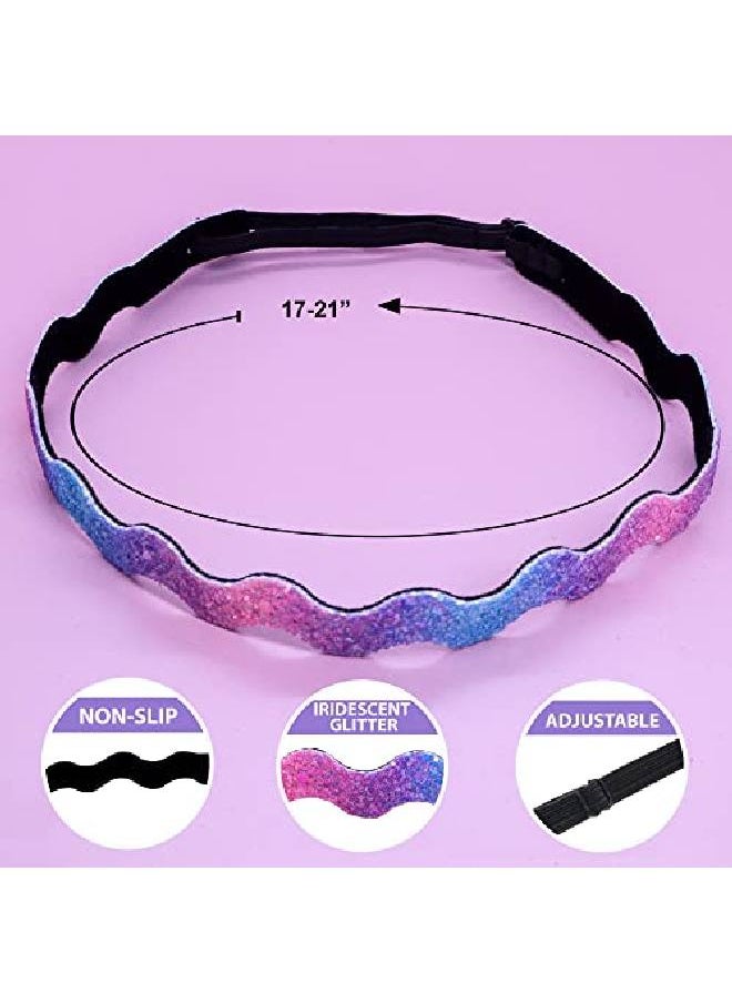 FROG SAC 6 Zig Zag Glitter Elastic Headbands For Girls Adjustable Non Slip Thin Stretch Wavy Headband Hair Bands For Teens Cute Stretchy Nonslip Fashion Teen Girl Hair Accessories Yoga  - Image 5