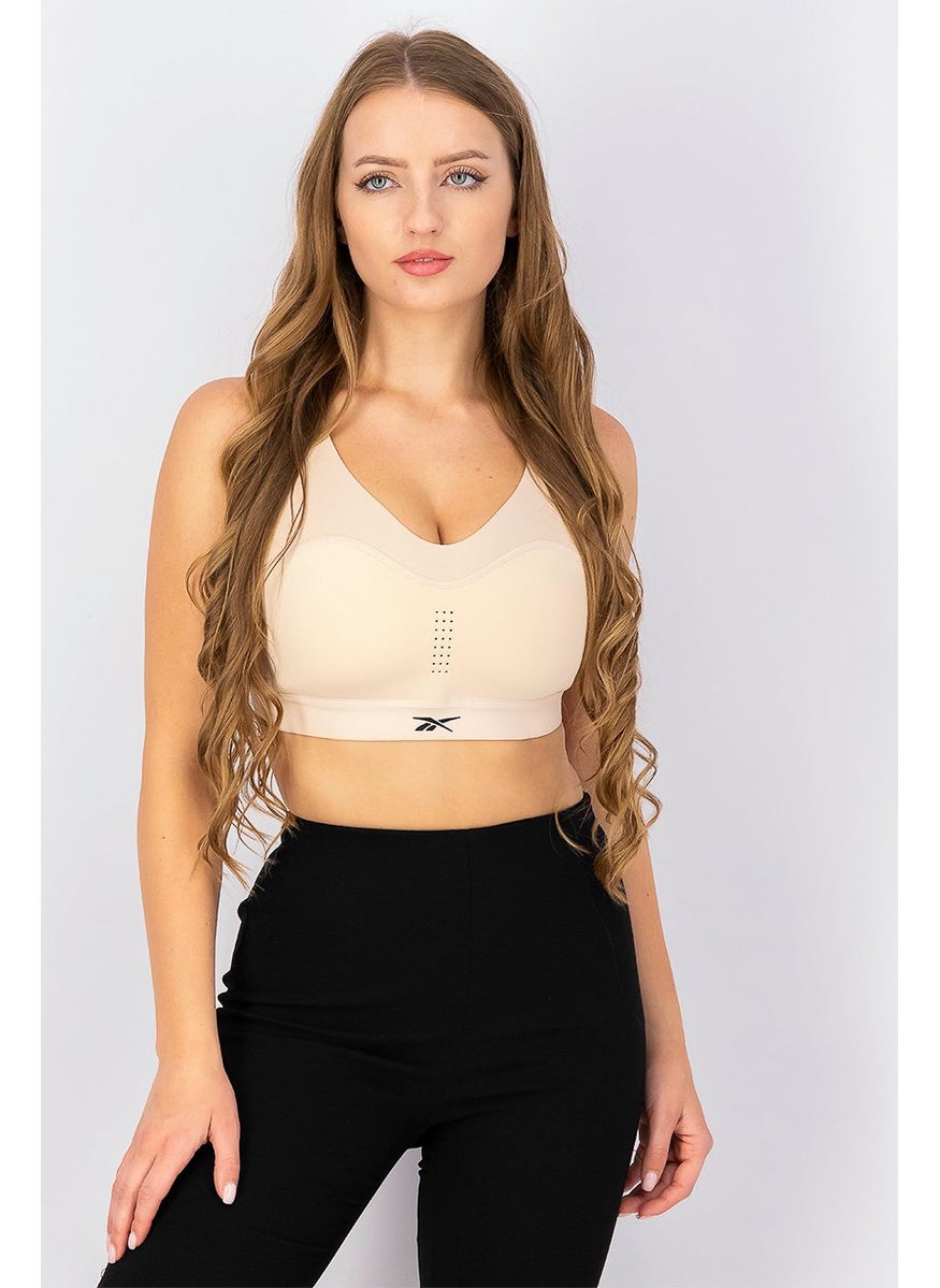 Reebok Women Sportswear Fit Padded Sports Bra, Tan  - Image 1