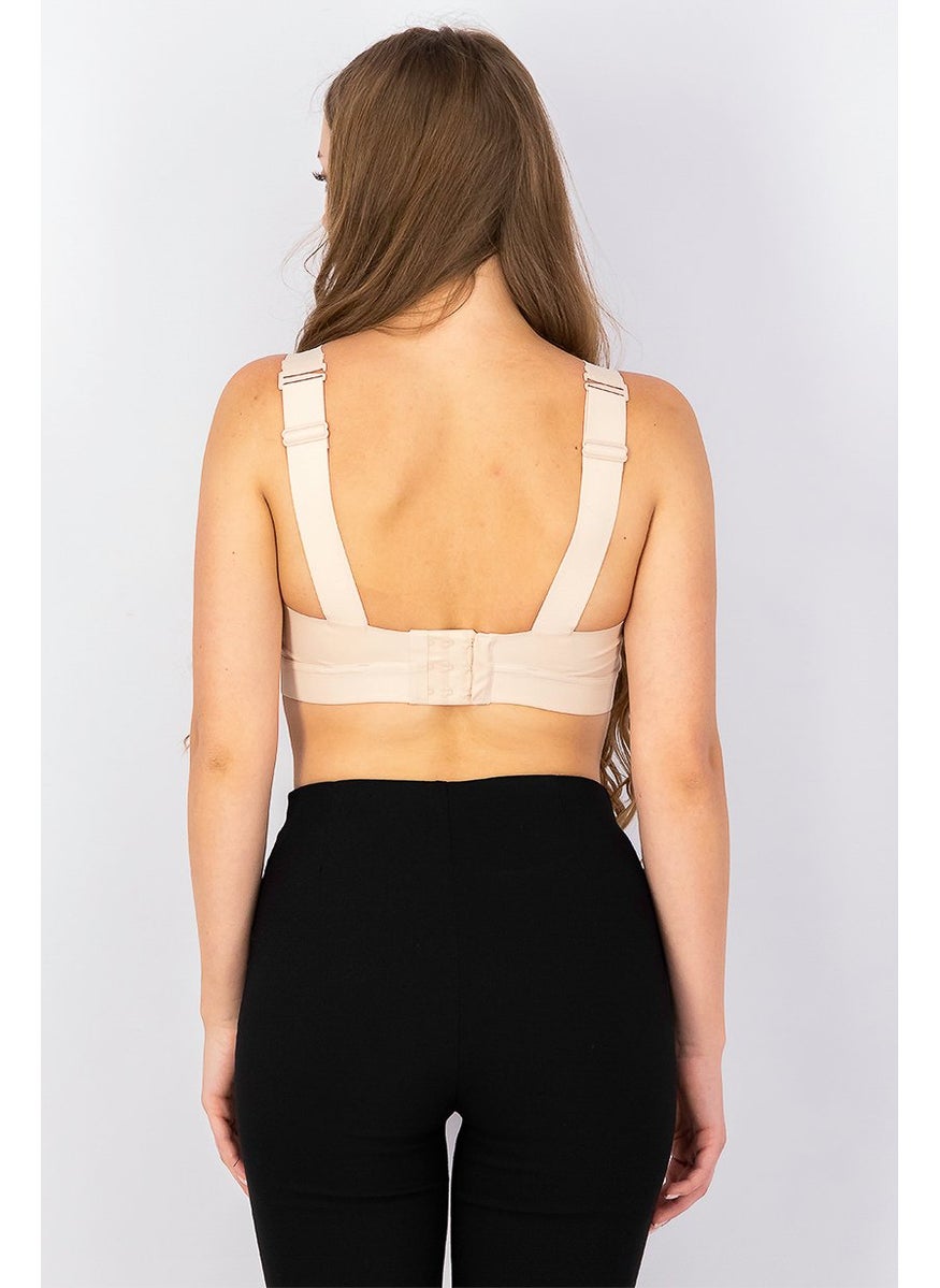 Reebok Women Sportswear Fit Padded Sports Bra, Tan  - Image 2