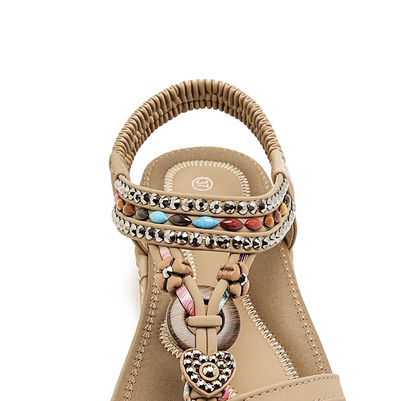 Yasrun Summer 2025 Spring and Summer Rhinestone Casual Seaside Beach Flat Sandals Women''s Plaid and Easiest for Match 676-4 - Image 5