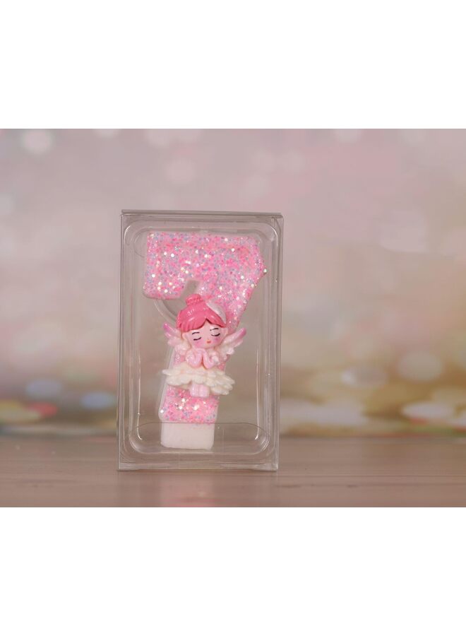 يُسلِّم شموع عيد ميلاد رقمية إبداعية ثلاثية الأبعاد، ديكورات حفلات يدوية الصنع على شكل ملاك وردي (رقم 9) - Image 2