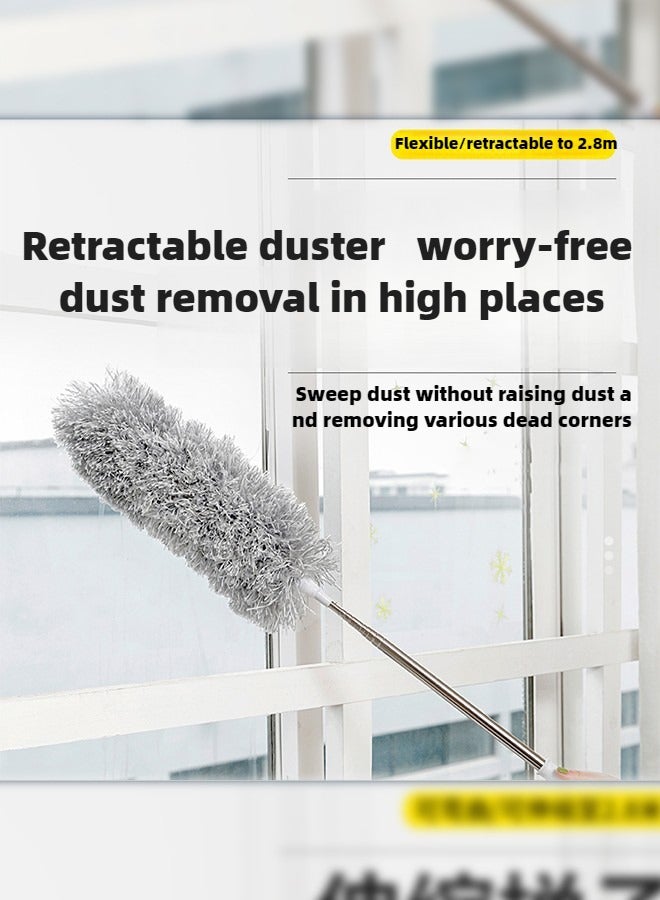 Haidue 2.8M Ultra Long Household Dust Duster Cleaning Hair Duster Removal And Ash Roof Cleaning Brush Sweeping The Wall Microfiber Duster Bendable Telescopic - Image 3