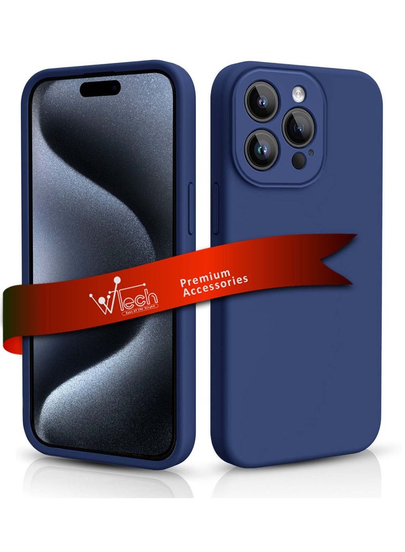 Wtech Premium Soft Liquid Silicone Case Cover For Apple iPhone 15 Pro 2023 Navy Blue - Image 1