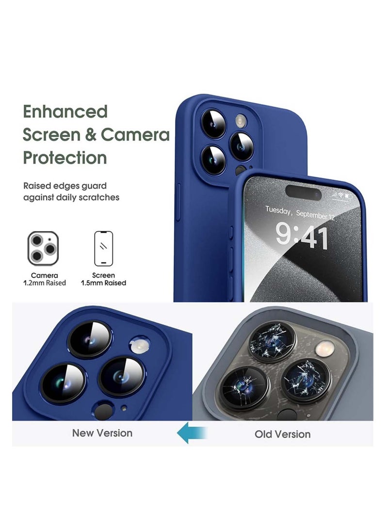 Wtech Premium Soft Liquid Silicone Case Cover For Apple iPhone 15 Pro 2023 Navy Blue - Image 2