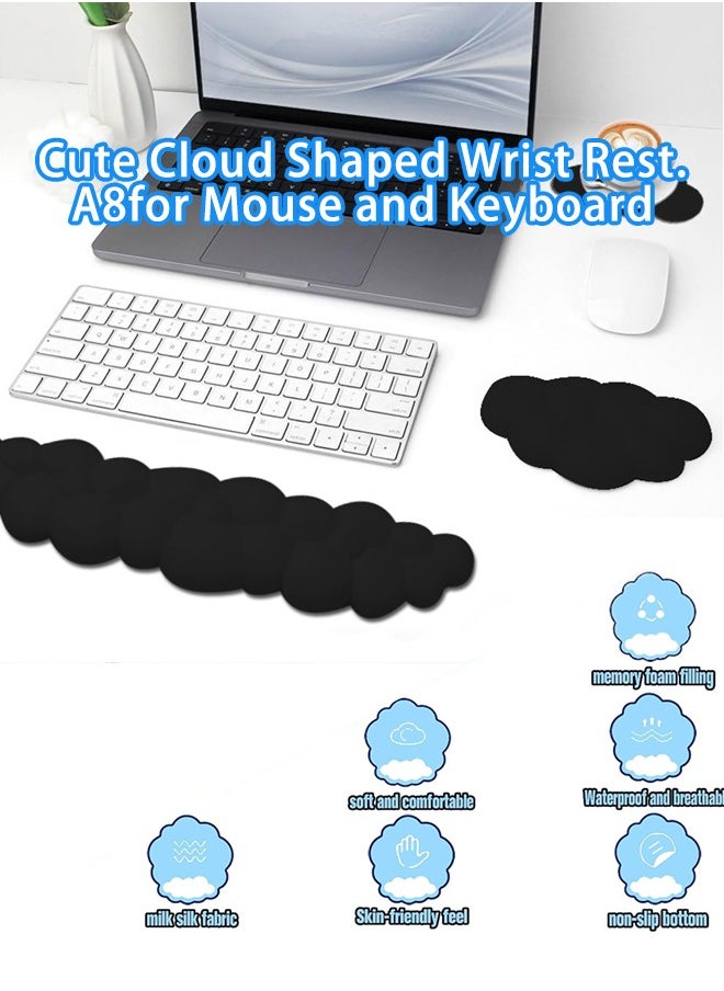 Generic - Keyboard Cloud Wrist Rest, Mouse and Keyboard Wrist Rest Set, PU Memory Foam Non-Slip Cloud Wrist Rest, Soft and Elastic, Can Relieve Typing Pain, Ergonomic Wrist Support for Office/Computer/Laptop - Image 1