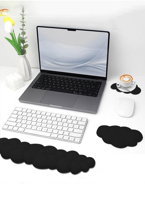 Keyboard Cloud Wrist Rest, Mouse and Keyboard Wrist Rest Set, PU Memory Foam Non-Slip Cloud Wrist Rest, Soft and Elastic, Can Relieve Typing Pain, Ergonomic Wrist Support for Office/Computer/Laptop