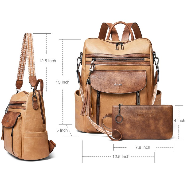 Shrrie Backpack Purse for Women Fashion Leather Backpack Purse Designer Travel Backpack Convertible Shoulder Bag with Wristlet - Image 3