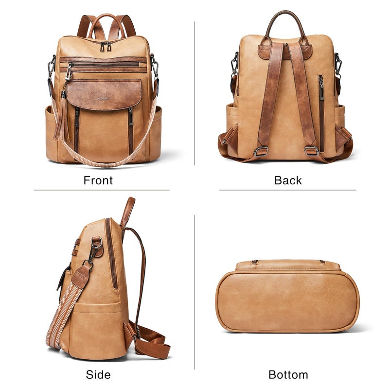 Shrrie Backpack Purse for Women Fashion Leather Backpack Purse Designer Travel Backpack Convertible Shoulder Bag with Wristlet - Image 4