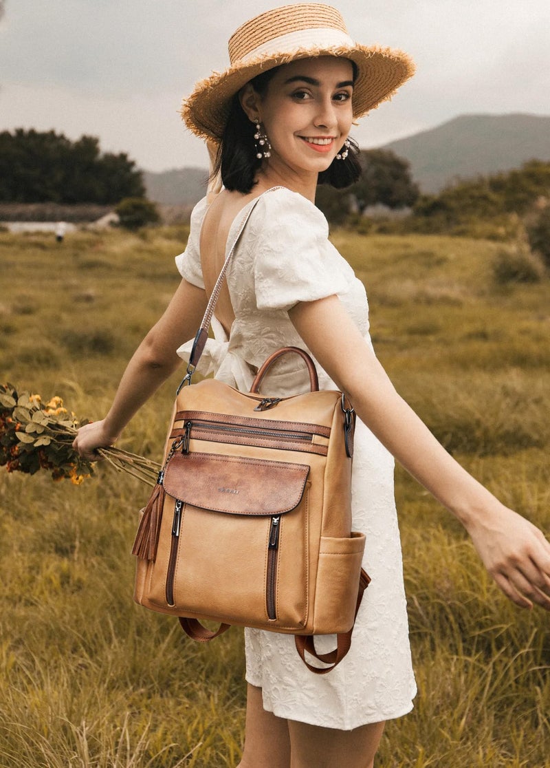 Shrrie Backpack Purse for Women Fashion Leather Backpack Purse Designer Travel Backpack Convertible Shoulder Bag with Wristlet - Image 2