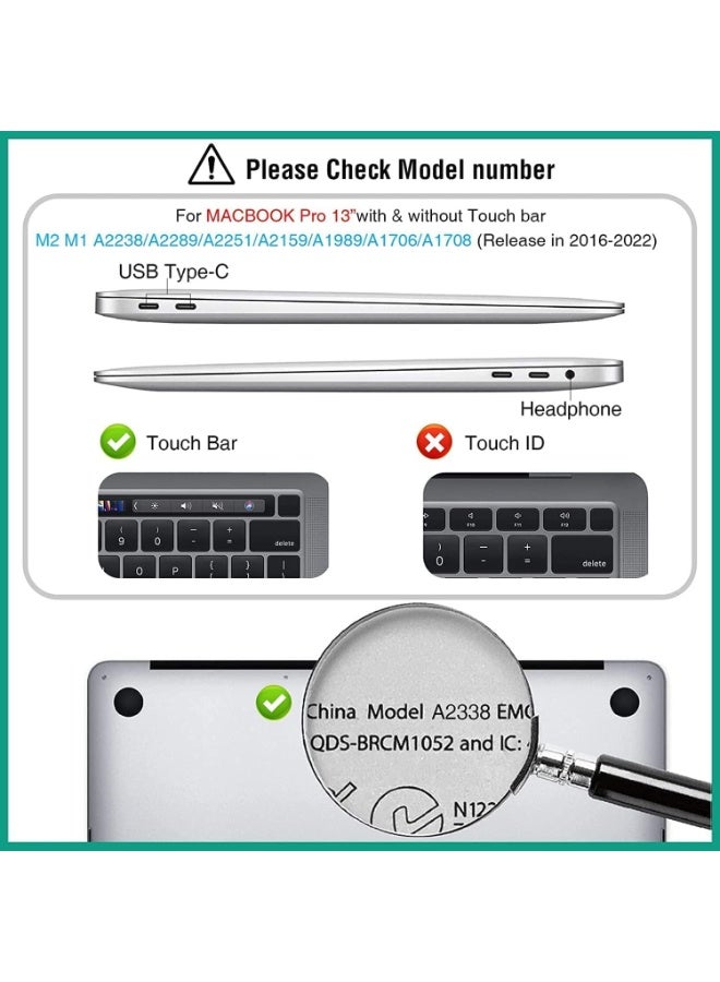 KENSUO Case for MacBook Pro 13.3 Inch A2338(M2 M1) A2251 A2289 A2159 A1989 A1706 A1708 (2016-2021 2022 2023 Release) with/Without Touch Bar- Snap On Hard Shell Crystal Clear Case Cover+ TPU Keyboard Skin Cover for MacBook Air Pro13 inch Case, Crystal Clear - Image 2