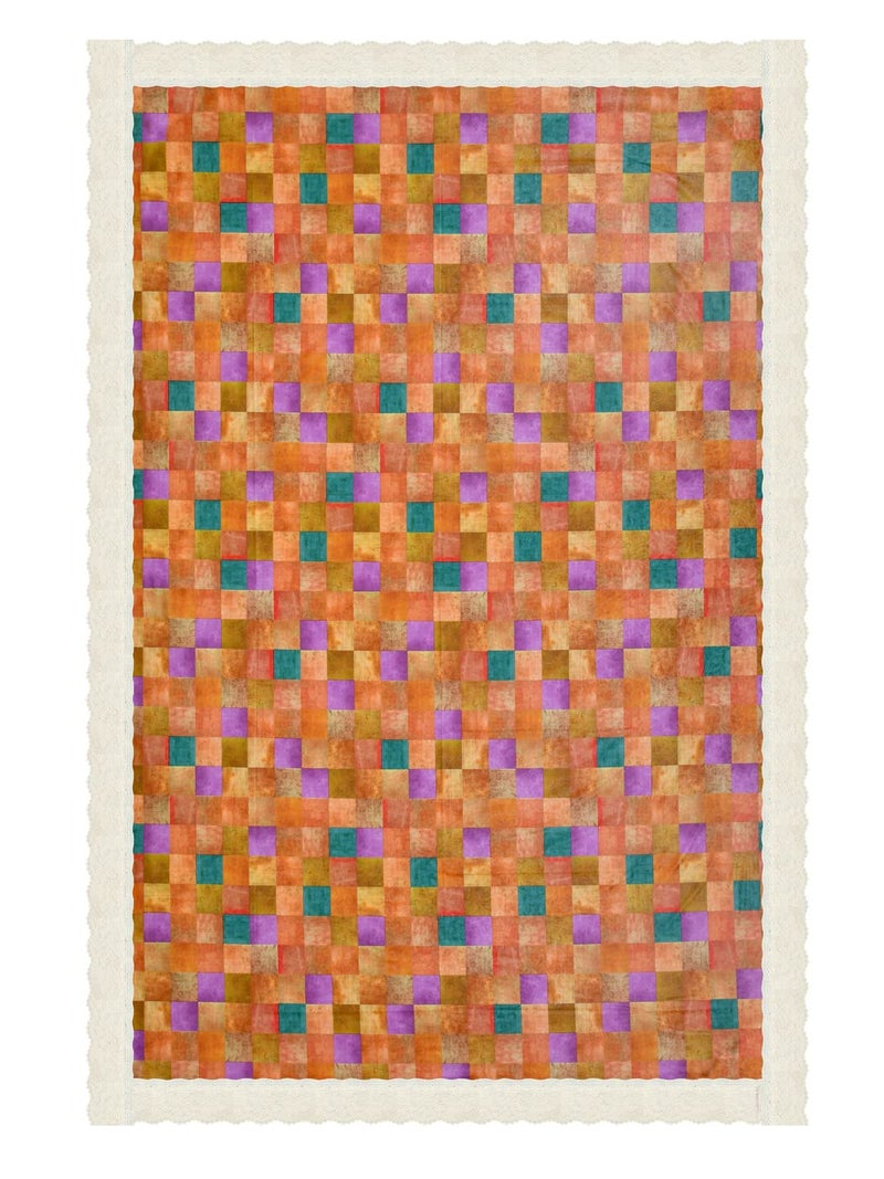 Clasiko 6 Seater Dining Table Cover; 60x90 Inches or 150x225 Cms; Material - PVC; Shape - Rectangle; Pack of 1; Anti Slip; Multicolor Checks On Orange - Image 4