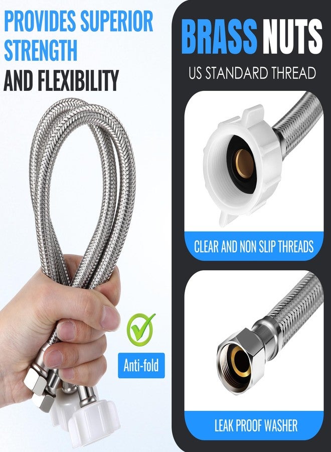 Dreyoo 10 Pack 16 Inch Toilet Water Supply Connector Line Braided Stainless Steel, 3/8 Female Compression x 7/8 Female Ballcock Thread, Includes 10 Pcs 3/8 to 1/2 Water Line Adapter and 4 Pcs Plumber's Tape - Image 3
