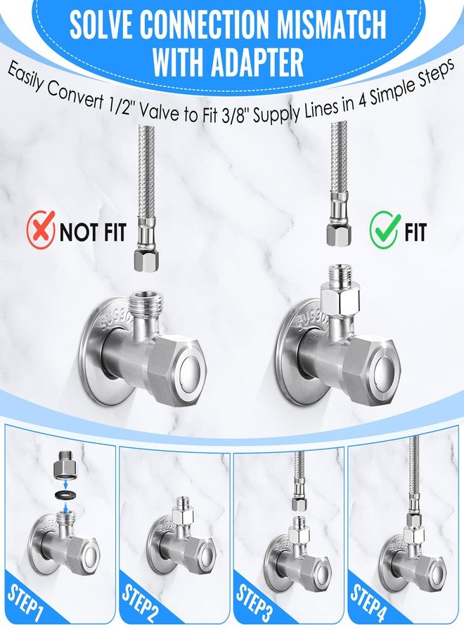 Dreyoo 10 Pack 16 Inch Toilet Water Supply Connector Line Braided Stainless Steel, 3/8 Female Compression x 7/8 Female Ballcock Thread, Includes 10 Pcs 3/8 to 1/2 Water Line Adapter and 4 Pcs Plumber's Tape - Image 5