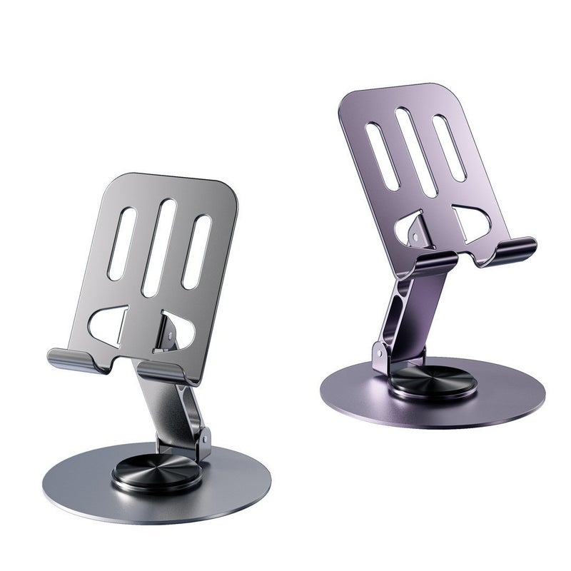 360° Rotating Metal Phone Stand for Live Streaming - Adjustable Foldable Desktop Holder for Tablet & Phone