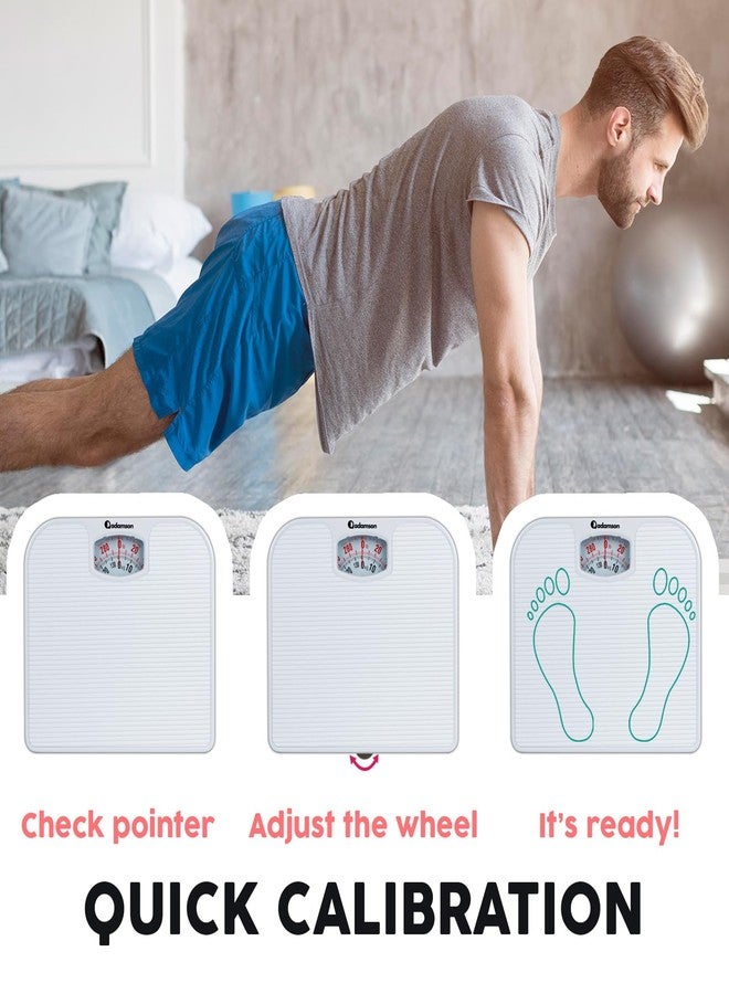 Adamson A21 Analog Scales for Body Weight - Up to 300 LB - New - Anti-Skid Rubber Surface + Large Numbers - Analog Bathroom Scale - Affordable - Durable with 20-Year Assurance - Image 3