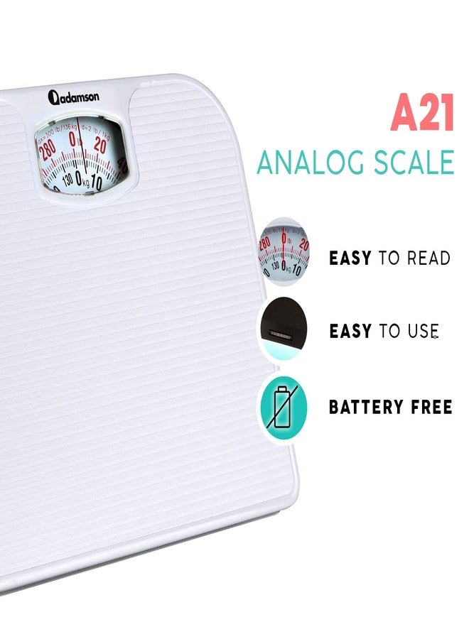 Adamson A21 Analog Scales for Body Weight - Up to 300 LB - New - Anti-Skid Rubber Surface + Large Numbers - Analog Bathroom Scale - Affordable - Durable with 20-Year Assurance - Image 2