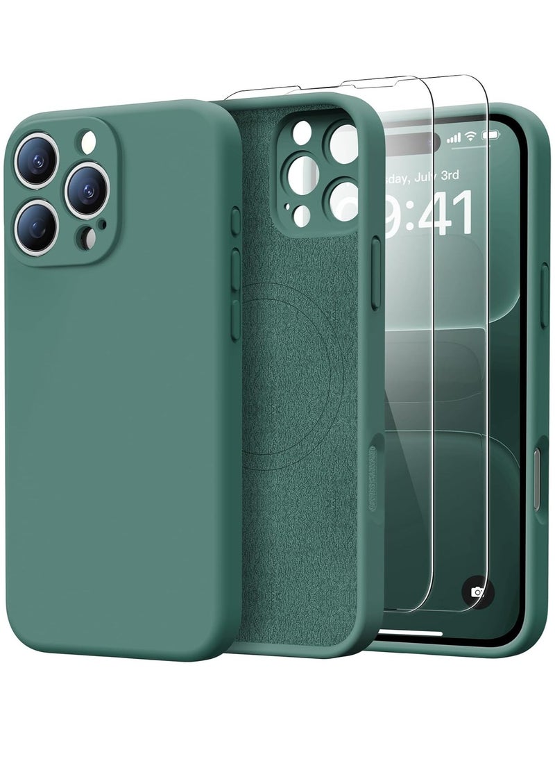 Raxoom iPhone 16 Pro Max Case with 2 Screen Protectors â€“ Liquid Silicone Protective Phone Case (6.9") â€“ Compatible with MagSafe â€“ Upgraded Camera Protection â€“ Dark Green - Image 1