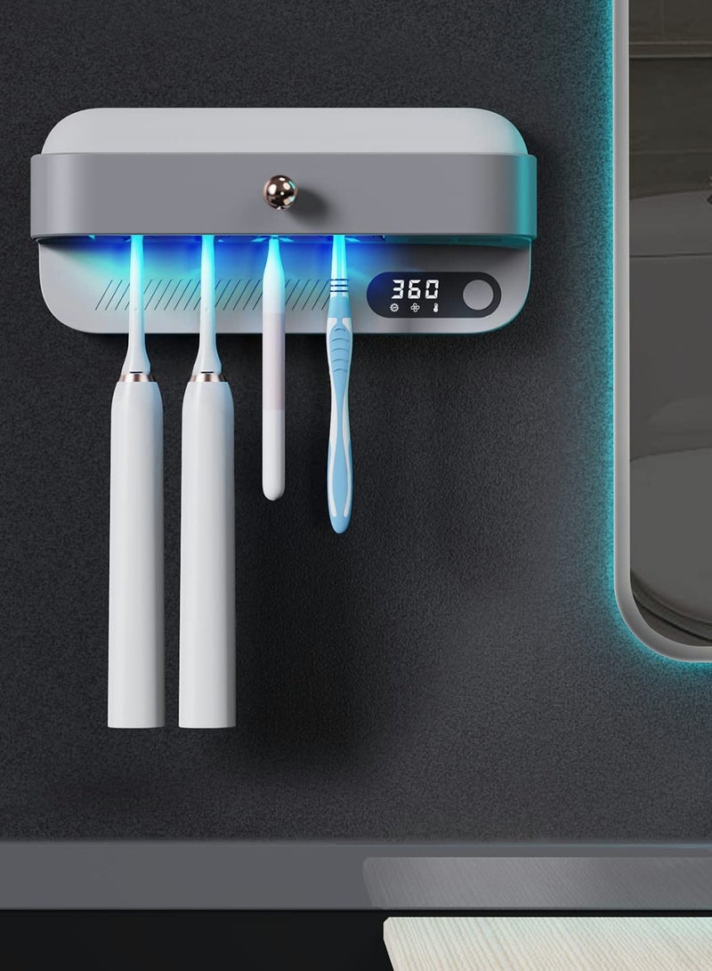 SOLARAE UV Toothbrush Sanitizer Dryer Heating and Fan Drying Function UVC-LED Tooth Brush Cleaner Sterilizer Holder Wall Mounted Suitable for Oral-B - Image 1