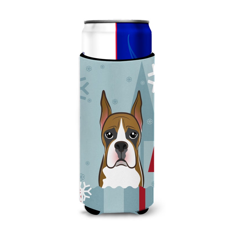 Caroline's Treasures ""Caroline's Treasures Winter Holiday Boxer Michelob Ultra Koozies for Slim Cans  Multicolor""