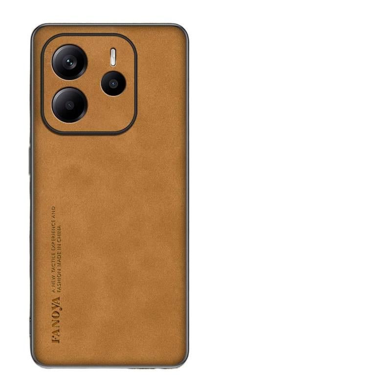 غطاء واقي بملمس جلد لـ Redmi Note 14 مع حماية من السقوط ومقاومة بصمات الأصابع مع مقاوم للصدمات مع أسلوب تجاري مع مقاوم للخدش باللون Amber Brown للعمل والمكتب باللون البني باللون ا. - Image 4