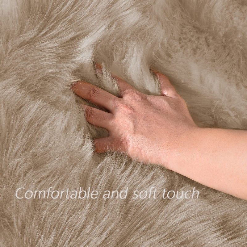Latepis Beige Washable Rugs 4x6 for Living Room Fluffy Carpet Soft Shaggy Faux Sheepskin Fur Rug for Bedroom Floor Room Rugs Home Decor Sheepskin - Image 5