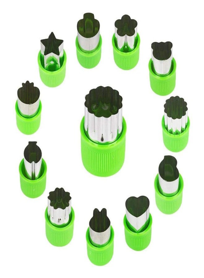 ZELKEY 12 PCS Cookie Cutters Stainless Steel Vegetable Fruit Biscuit Cutters Shapes Sets Mold Pattern, for Kid Baking Cooking Food Decoration (Multicolor) - Image 1