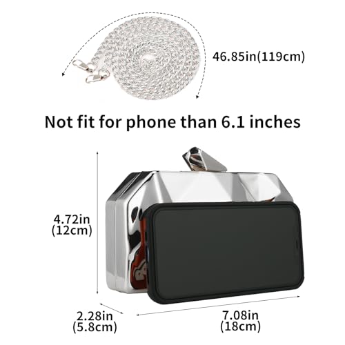 Gets Ladies Vintage Clutch Purse Cocktail Wedding Party Evening Clutch Bag (Silver) - Image 2