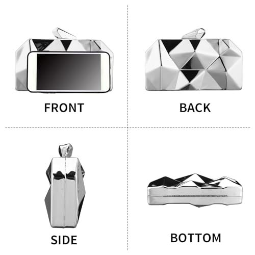 Gets Ladies Vintage Clutch Purse Cocktail Wedding Party Evening Clutch Bag (Silver) - Image 5