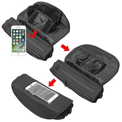 H RUO Waterproof Handlebar Storage Bag Motorcycle Bike Handle Bar Bag with Phone Pouch Compatible with bmw F750GS F850GS R1200GS Triumph Honda Yamaha Suzuki - Image 4