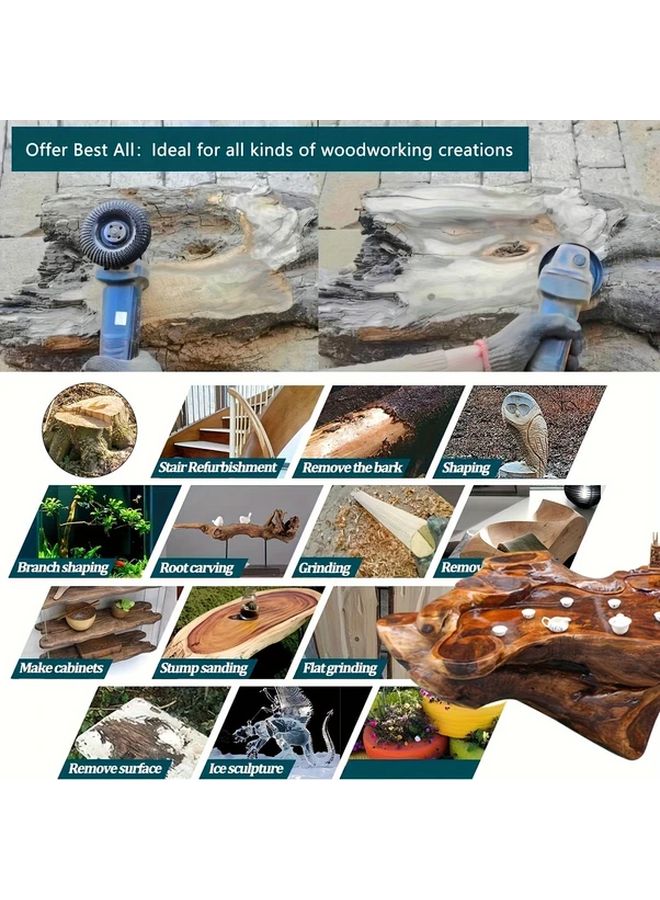1Pc 4 Inch Wood Grinder Wheel Disc Wood Shaping Wheel With Abrasive Carving For Woodworking Sanding And Angle Grinders - Image 4