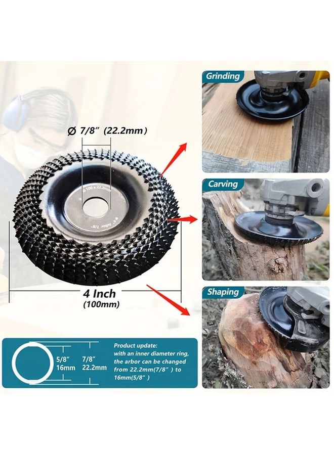 1Pc 4 Inch Wood Grinder Wheel Disc Wood Shaping Wheel With Abrasive Carving For Woodworking Sanding And Angle Grinders - Image 2