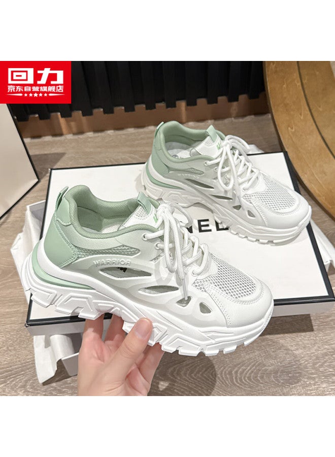 Warrior Official Women's Shoes Autumn Breathable Mesh Lightweight Sneakers Hollow-out Sandals White Light Green Size 36
