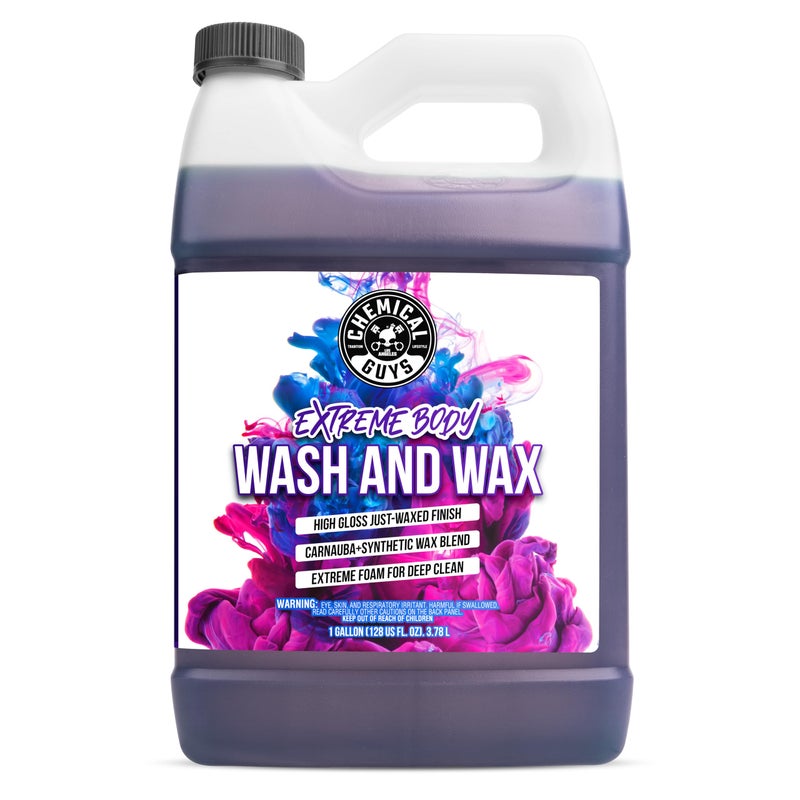 Chemical Guys Extreme Bodywash & Wax Foaming Car Wash Soap - Soap for Foam Cannons, Foam Guns, or Bucket Washes for Cars, Trucks, Motorcycles, RVs, and More, Grape Scent - 128 oz (1 Gallon) - Image 1