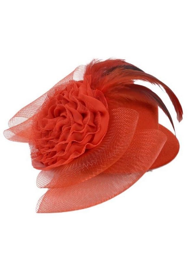 Expo International - Scarlett Fascinator Mini Top Hat Hair Accessory Red - Image 1