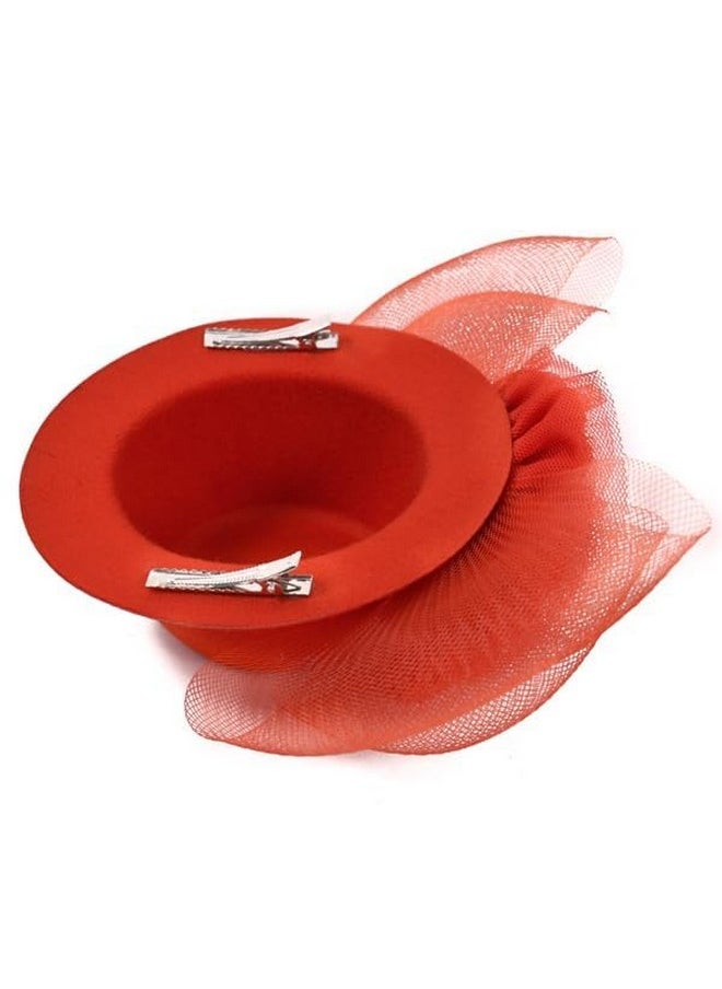 Expo International - Scarlett Fascinator Mini Top Hat Hair Accessory Red - Image 1
